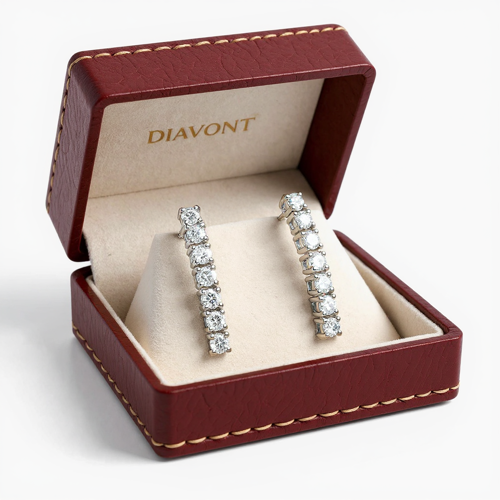 2 Carat Diamond Line Drop Earrings in Sterling Silver