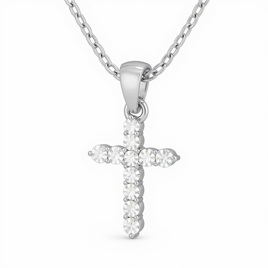 Diamond Cross Necklace with 10k White Gold Chain