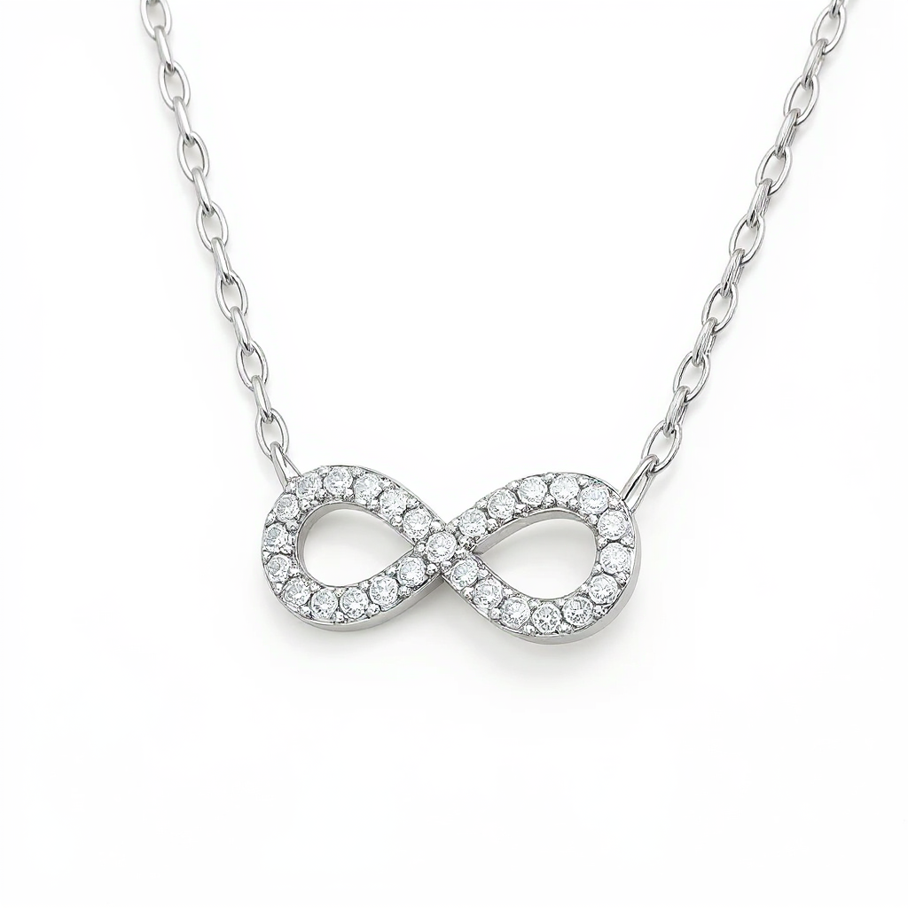 Infinity Pendant Necklace with 10k White Gold Chain