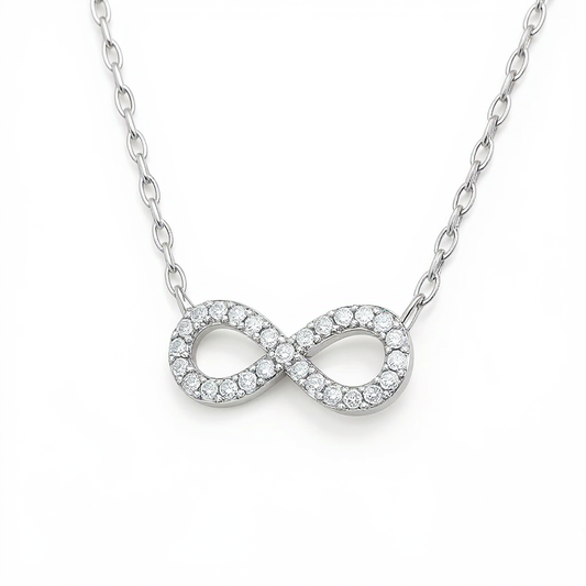 Infinity Pendant Necklace with 10k White Gold Chain