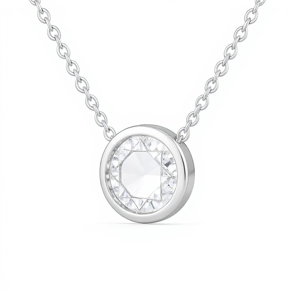 Bezel White Gold Solitaire Diamond Pendant Necklace I Sophisticated & elegant work