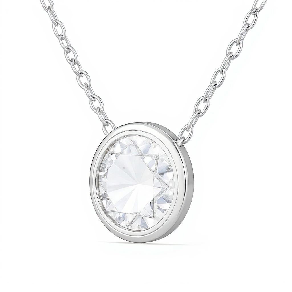 Bezel White Gold Solitaire Diamond Pendant Necklace I Sophisticated & elegant work