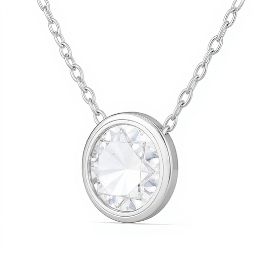 Bezel White Gold Solitaire Diamond Pendant Necklace I Sophisticated & elegant work