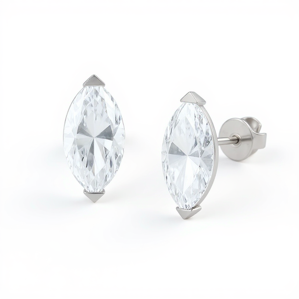 2 Carat Marquis-Cut Diamond Stud Earrings