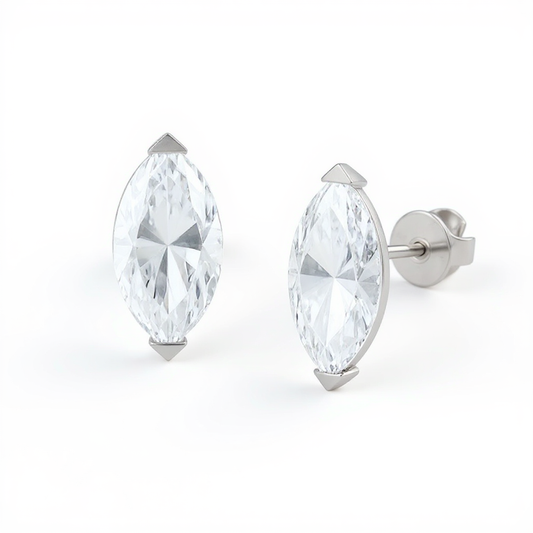 2 Carat Marquis-Cut Diamond Stud Earrings