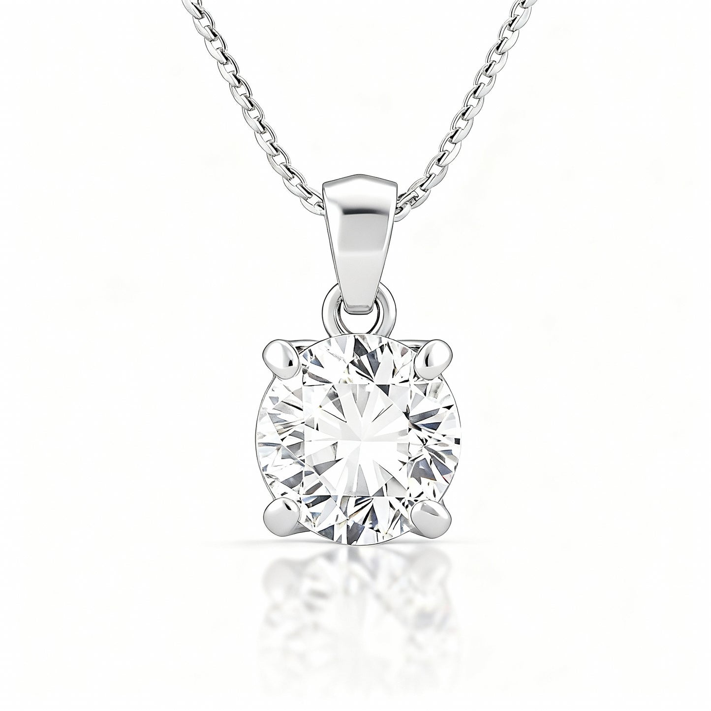 1 Carat Classic Solitaire Diamond Pendant with Chain