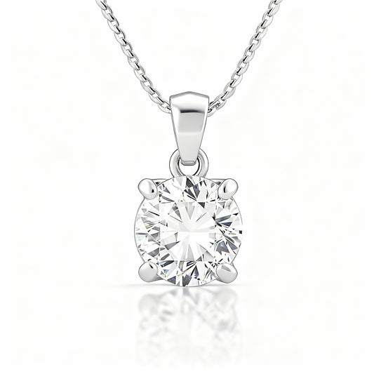 1 Carat Classic Solitaire Diamond Pendant with Chain