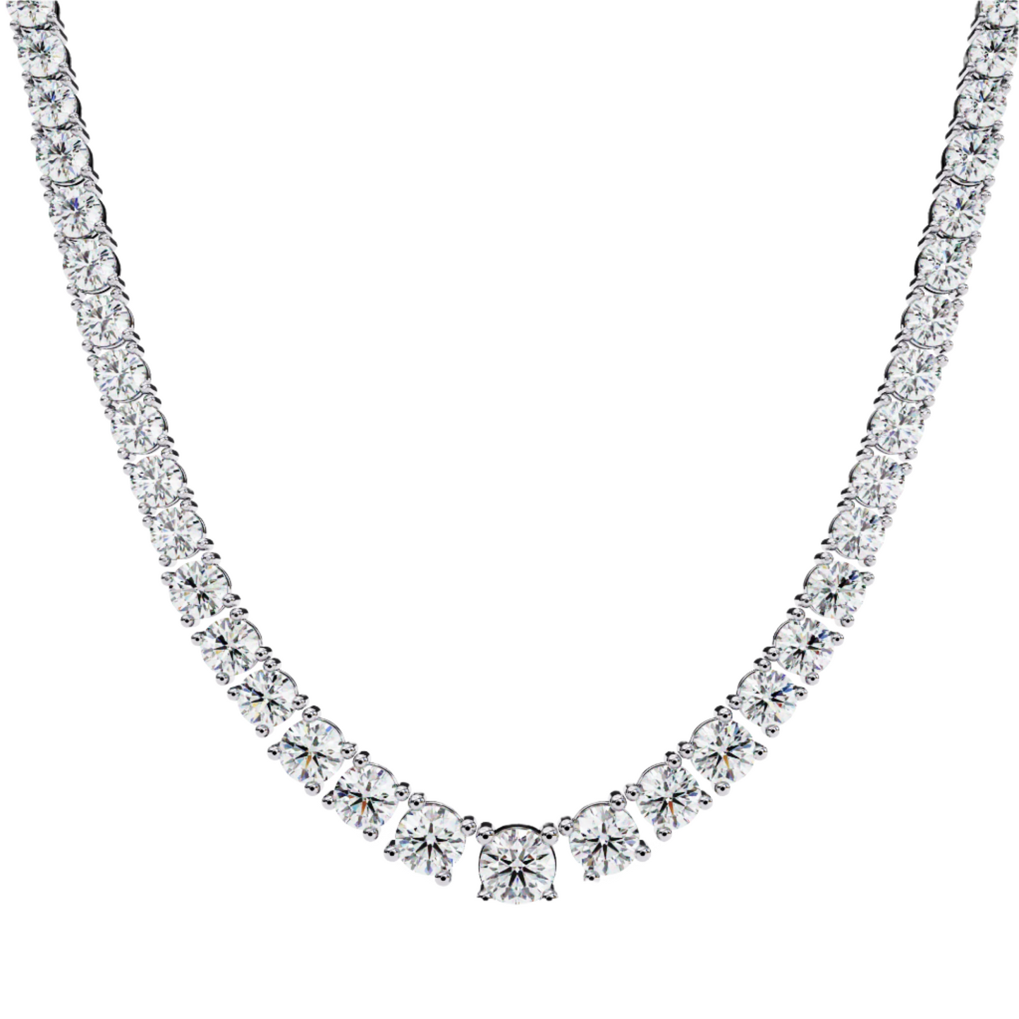 10 ct to 40 ct Diamond Tennis Gradual Necklace in 14k Gold