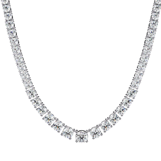 10 ct to 40 ct Diamond Tennis Gradual Necklace in 14k Gold