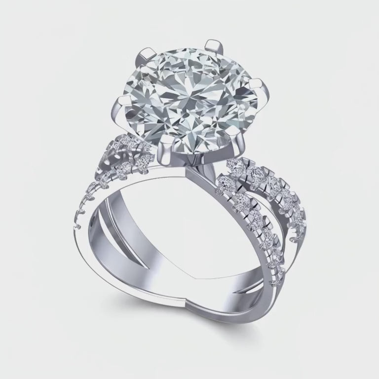 8.4 Carat, E Colour, VVS2 Clarity, Excellent Cut, Twisted Halo Ring in 18k Gold with IGI Certificate