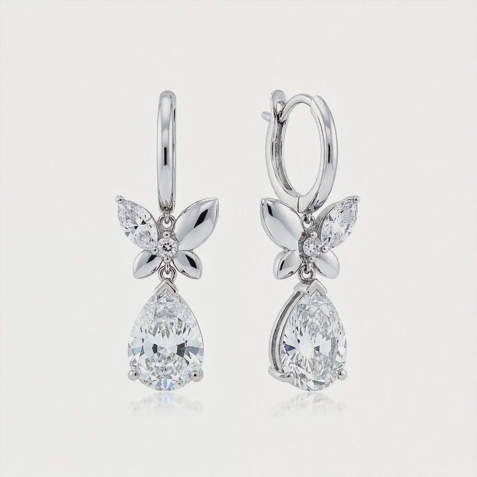 4 Carat Drop Butterfly Pear Earrings