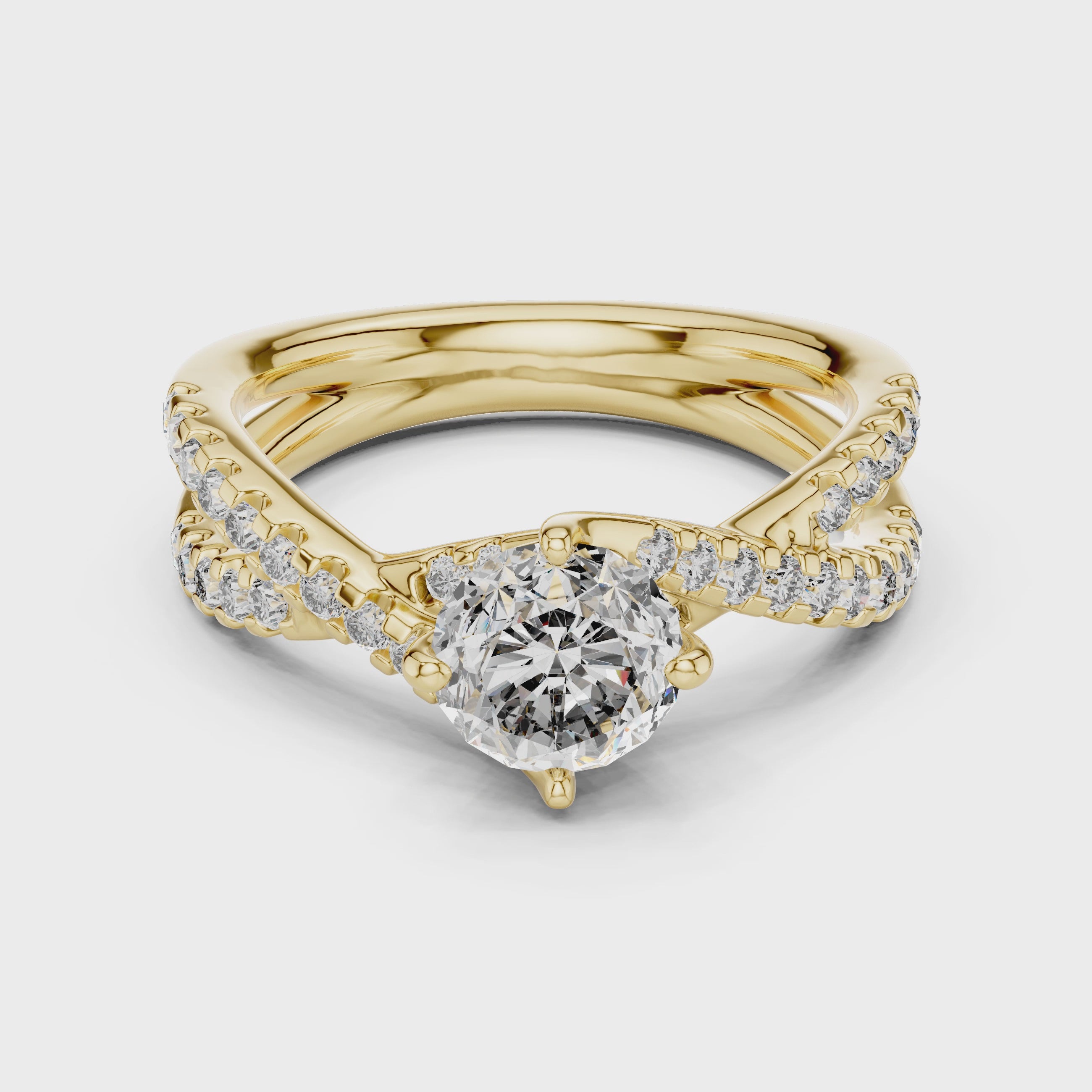 2 Carat to 4 Carat Twisted Sidestone including Center Diamond, complete ring