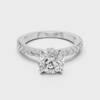 2 Carat to 8 Carat Diavont Round Diamond Ring with sidestones