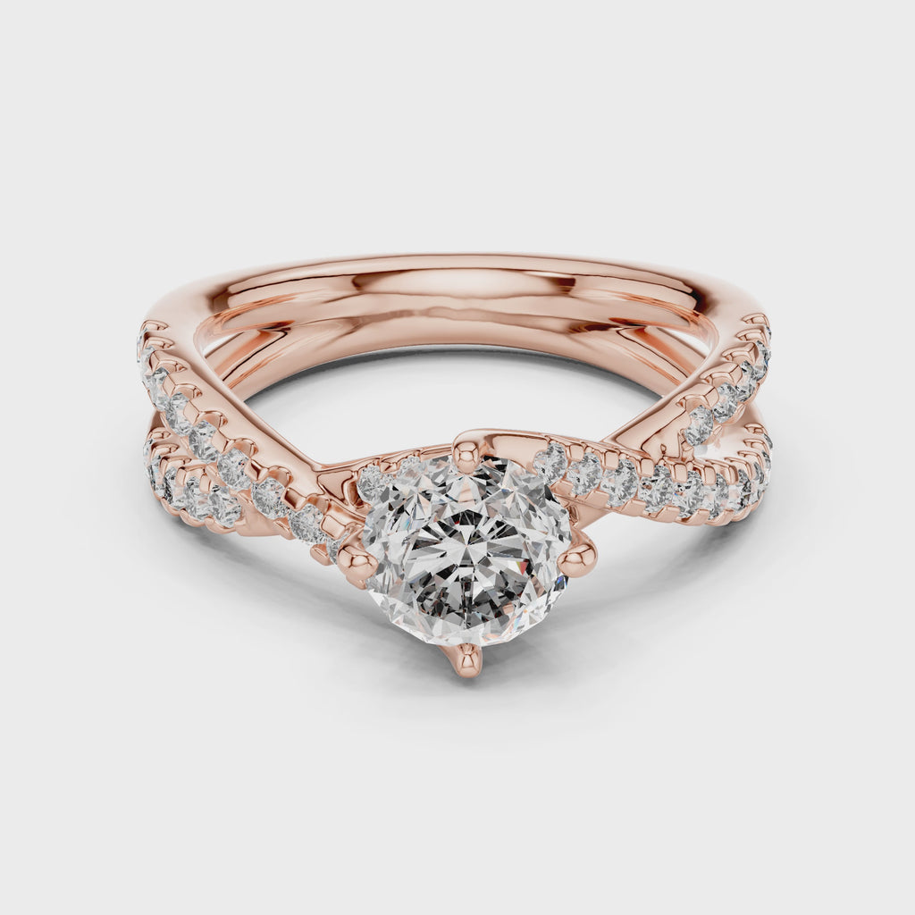 2 Carat to 4 Carat Twisted Sidestone including Center Diamond, complete ring