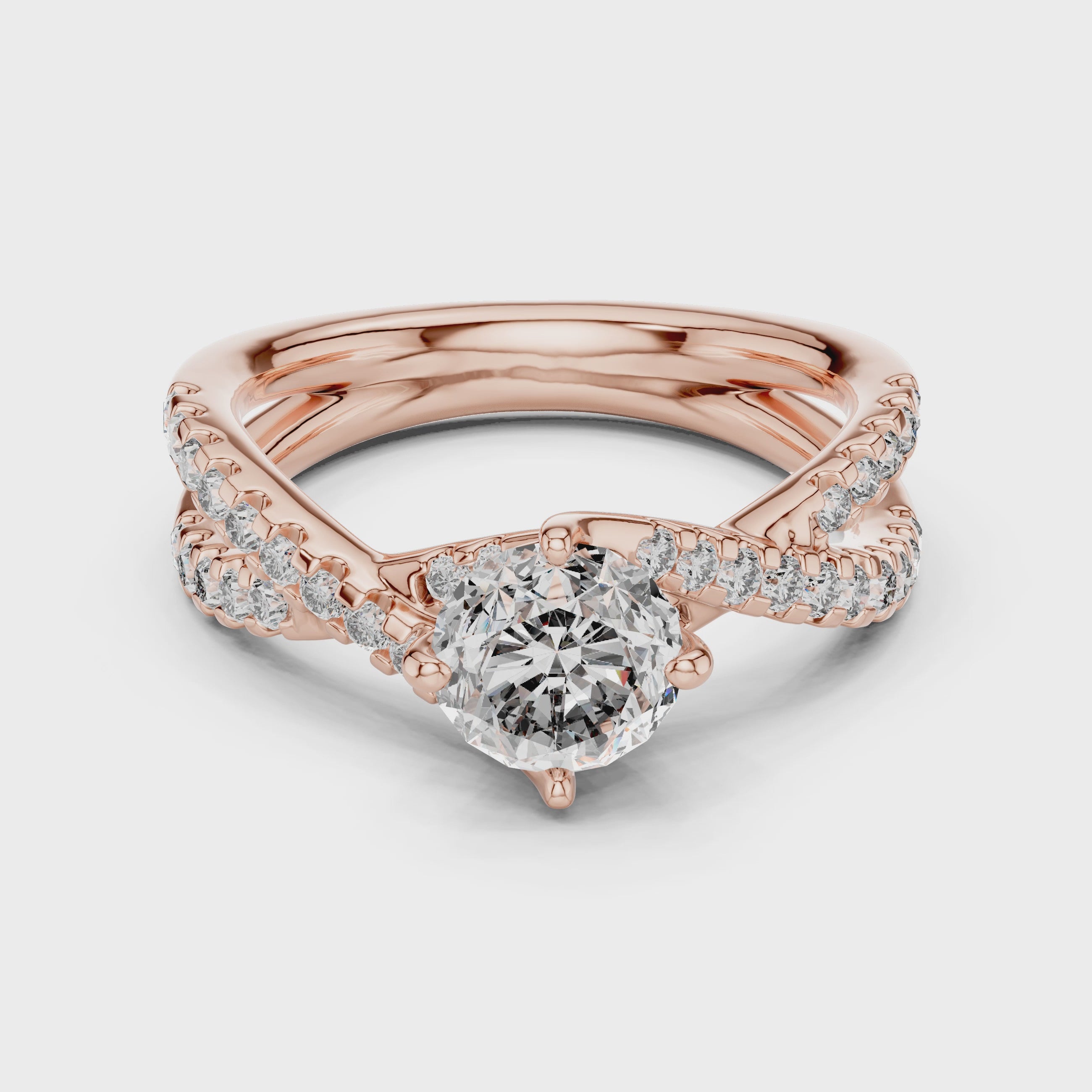 2 Carat to 4 Carat Twisted Sidestone including Center Diamond, complete ring