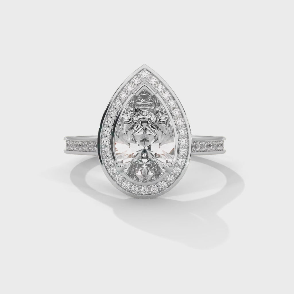 Pear Halo Ring