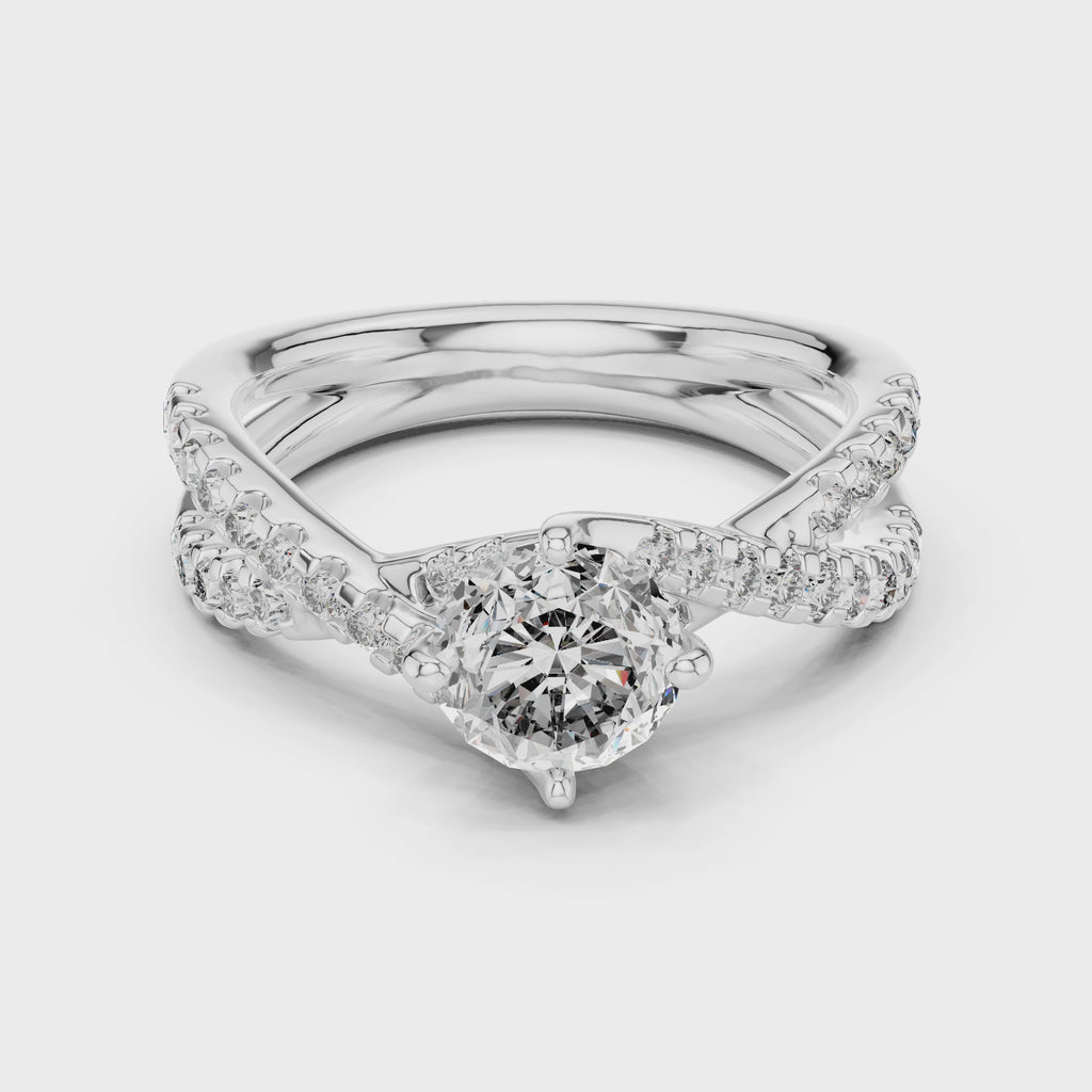 2 Carat to 4 Carat Twisted Sidestone including Center Diamond, complete ring