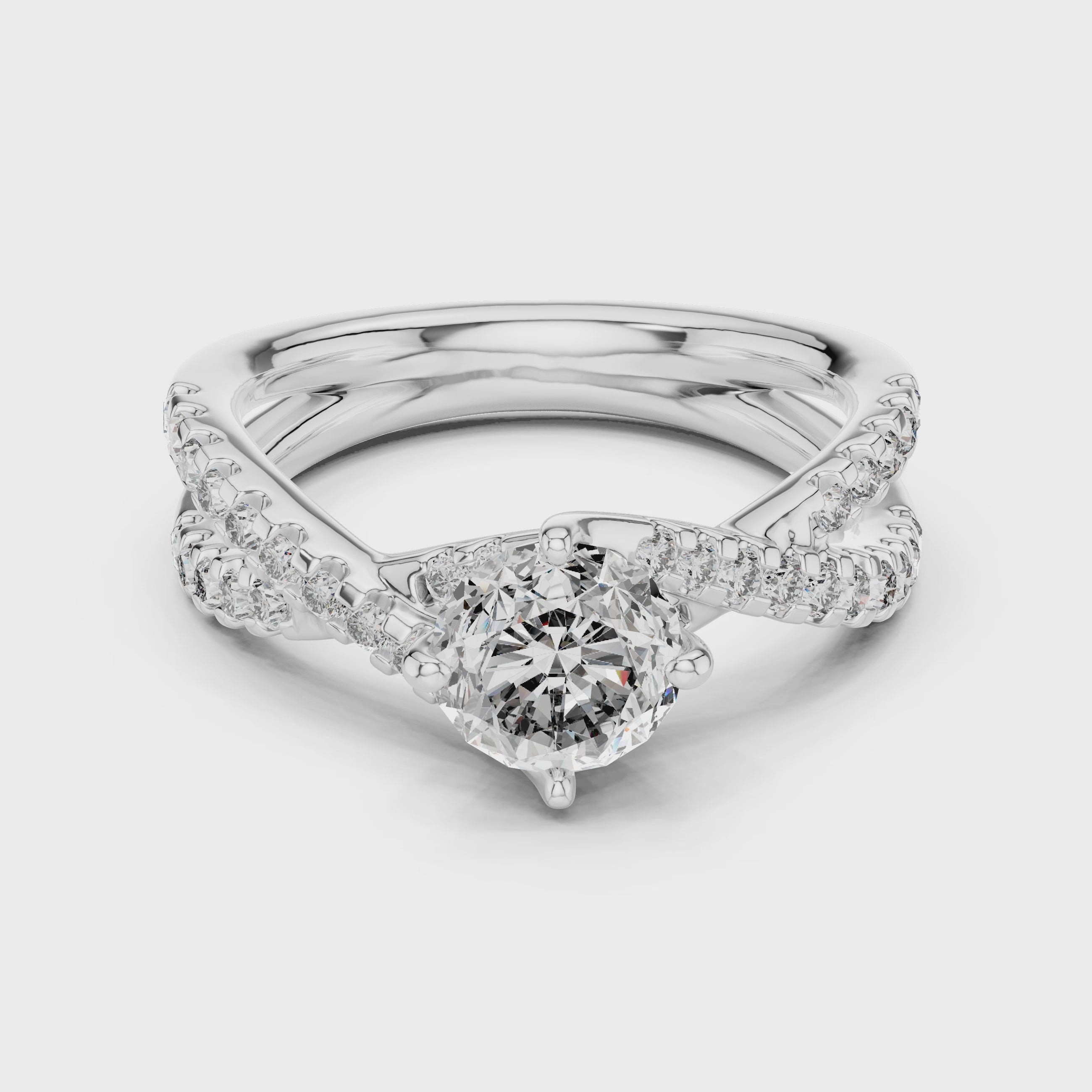 2 Carat to 4 Carat Twisted Sidestone including Center Diamond, complete ring