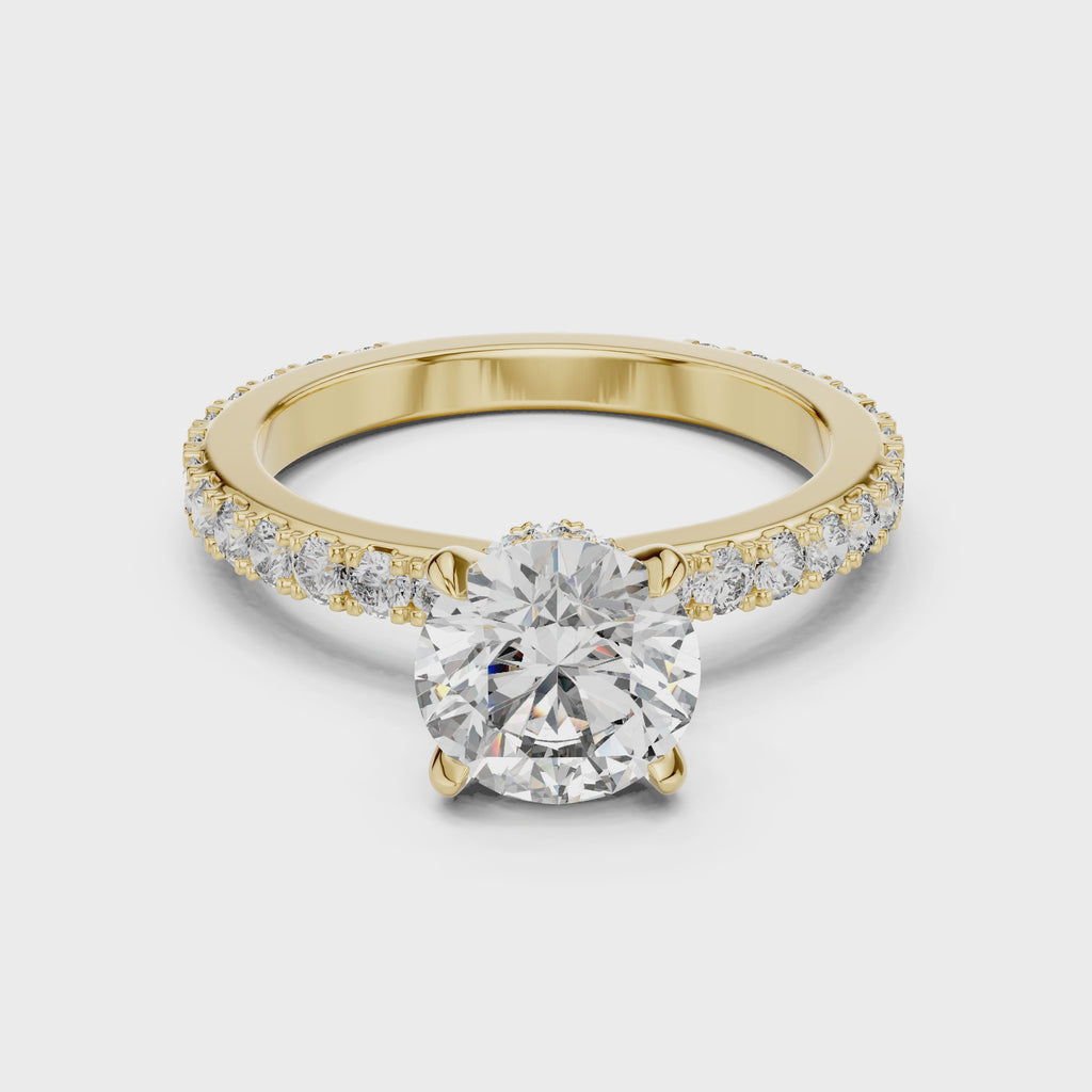 2 Carat to 8 Carat Diavont Round Diamond Ring with sidestones