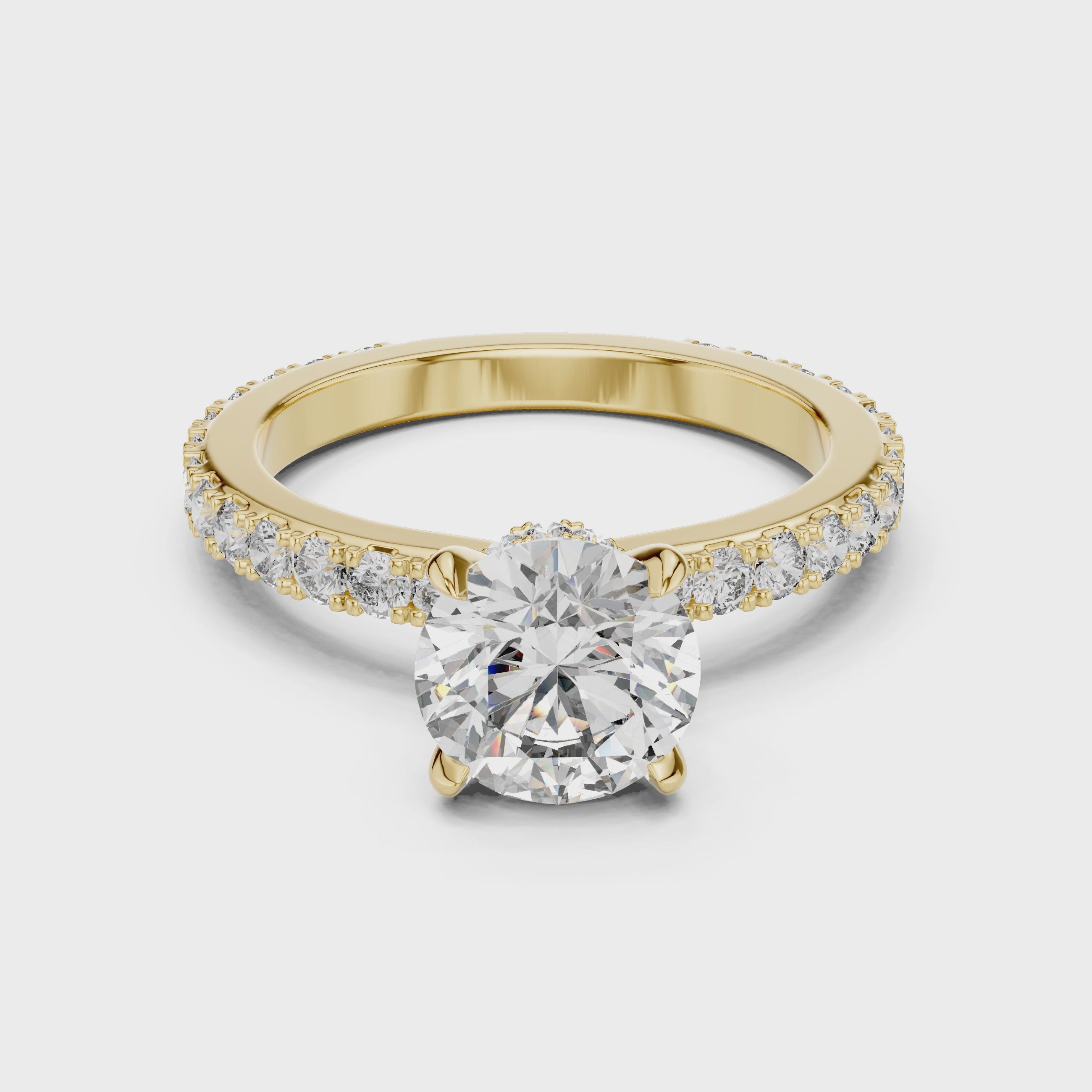 2 Carat to 8 Carat Diavont Round Diamond Ring with sidestones