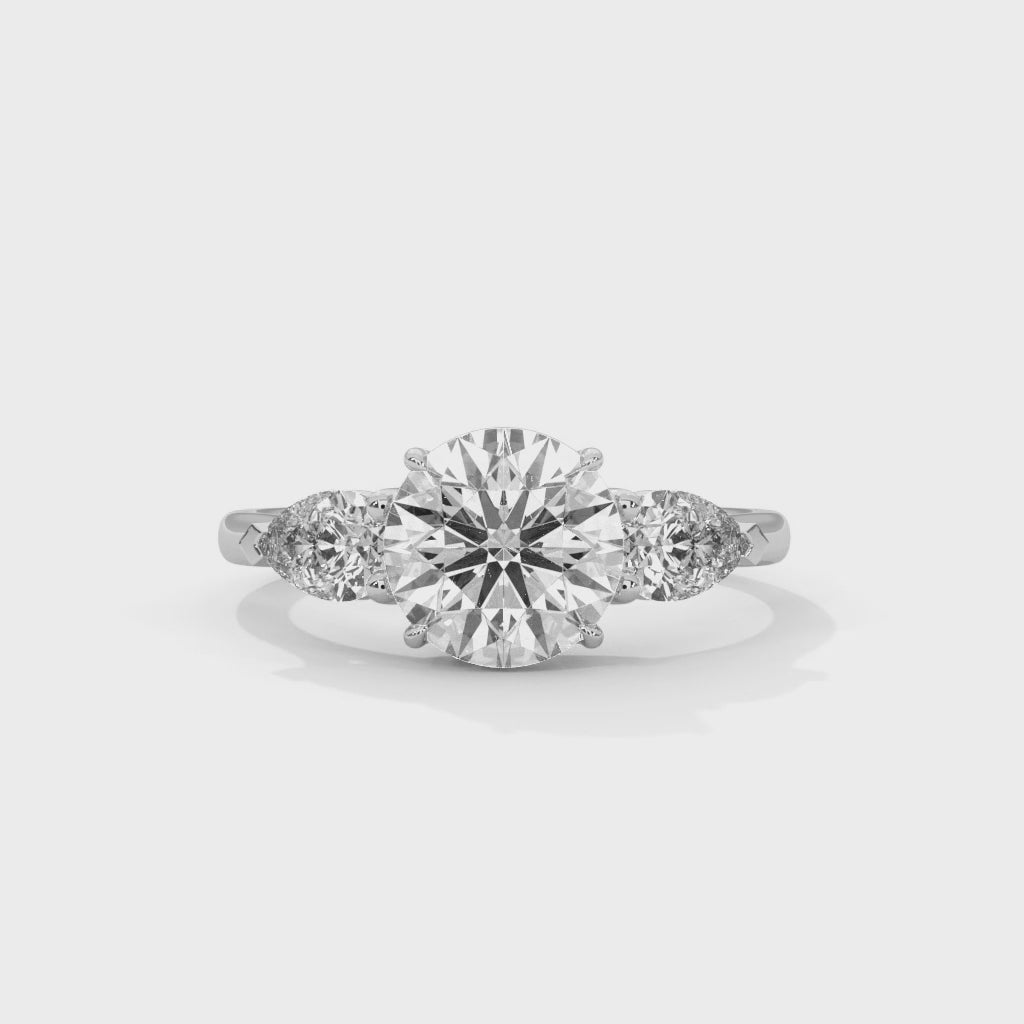 Round Pear Threestone Ring
