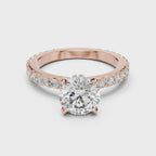 2 Carat to 8 Carat Diavont Round Diamond Ring with sidestones