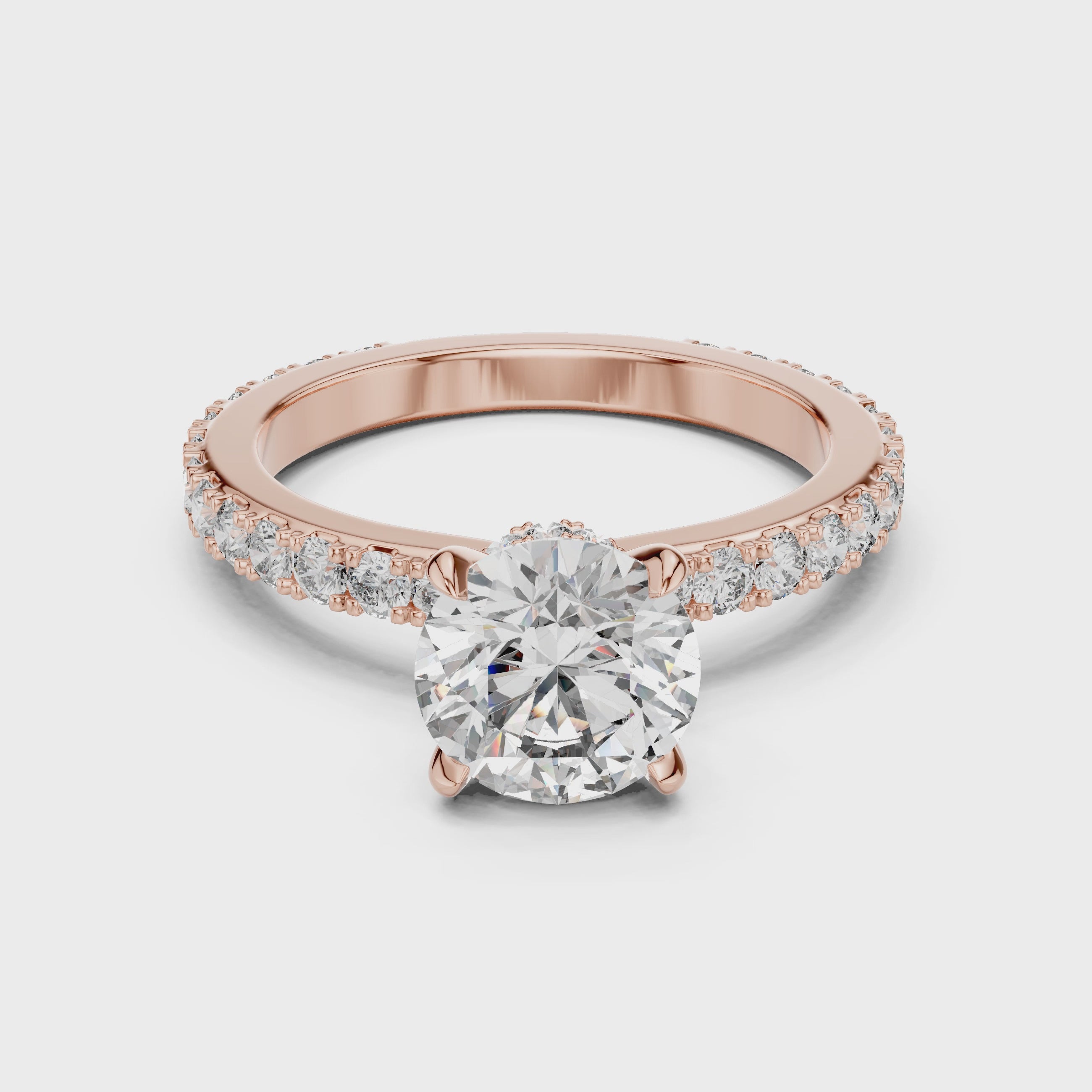 2 Carat to 8 Carat Diavont Round Diamond Ring with sidestones